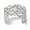 Titanium Steel Branch Open Cuff Bangles for Women BJEW-G719-01P-3