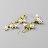 Plastic Pearl Beaded Flower of Life Dangle Earrings EJEW-WH0017-56B-2