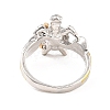 Two Tone Alloy Sea Turtles Finger Ring with Rhinestone for Women RJEW-I080-01PG-2