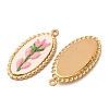 304 Stainless Steel & Cloth Embroidered Pendants FB-CBAFBAF-11G-02-2