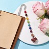 7 Chakra Gemstone Bead & Natural Red Jasper Glass Heart Wishing Bottle Pendant Bookmarks AJEW-JK00313-01-2