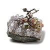 Natural Tourmaline Cluster & Alloy Miner Model Ornament DJEW-D002-10AS-02-6