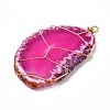 Mixed Electroplate Gemstone Natural Agate Slices Pendants PALLOY-JF00862-5