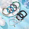 8Pcs Natural & Synthetic Gemstone Chips Stretch Bracelets BJEW-JB11222-2