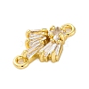 Brass Clear Cubic Zirconia Connector Charms/Links FIND-L019-07G-02-2