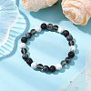 8.5mm Round Natural Larvikite & Howlite & Synthetic Smoky Quartz & Natural Lava Rock  Bead Stretch Bracelets for Women BJEW-JB10944-03-4