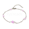 Natural Dyed White Jade & Malaysia Jade Anklets for Women AJEW-AN00476-4