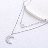 Stainless Steel Star Moon Pendant Double Layer Necklaces for Women MW8125-1-2