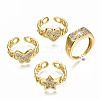 Brass Micro Pave Clear Cubic Zirconia Cuff Rings RJEW-N035-002-NF-2
