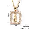 Shiny Brass Micro Pave Clear Cubic Zirconia Hollow Rectangle Vintage Statue Pendant Necklaces DN8896-1-1