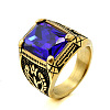 316L Stainless Steel & Cubic Zirconia Men's Vintage Carved Finger Rings FS-WG82D33-44-1
