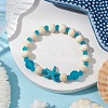 Synthetic Turquoise & Wood & Glass Beaded Stretch Bracelets for Boys Girls BJEW-JB11125-02-2