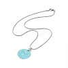 Natural Shell Flat Round Pendant Necklace with Round Snake Chains NJEW-JN04219-1