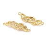 Rack Plating Brass Cubic Zirconia Double Heart Connector Charms KK-C084-32C-G-2