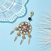 Woven Web/Net with Feather Glass Seed Beads Pendant Decorations HJEW-MZ00074-01-2