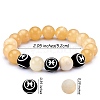 Natural Yellow Jade Round Beaded Stretch Bracelet BJEW-SW00077-01-7