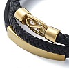 Men's Black PU Leather Cord Multi-Strand Bracelets BJEW-K243-47G-2