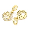 Brass Micro Pave Cubic Zirconia Ring with Hamsa Hand European Dangle Charms KK-D325-08G-2