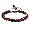 Natural Tiger Eye Round Bead Adjustable Braided Bracelets UO3136-16-2