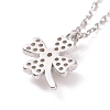 Anti-Tarnish Rhodium Plated Sterling Silver Clover Pendant Necklace with Clear Cubic Zirconia for Women NJEW-P267-03P-3