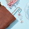Mother's Day Theme Alloy Heart Pendant Bookmarks with Acrylic Butterfly AJEW-JK00254-2