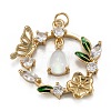Brass Clear Cubic Zirconia Glass Pendants ZIRC-C024-20G-2