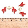 Christmas Theme Alloy Red Enamel Deer Horn Connector Charms PALLOY-T020-27KCG-3