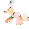 Candy Color Round Beaded Stretch Bracelet with Heart Star Carrot Charm for Women BJEW-JB07636-03-4