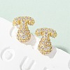 Brass Micro Pave Cubic Zirconia Stud Earrings EJEW-Z091-04G-T-1