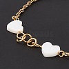 Synthetic Shell Heart Link Bracelet BJEW-F431-06G-3