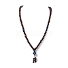 Wood & Lapis Lazuli Beads Necklaces NJEW-JN04134-2