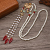 Ancient Style 6mm Imitation Pearl Round Beaded Alloy Cloud Pendant Hanfu Long Necklaces UX7679-1-2