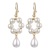 Plastic Pearl with Brass Dangle Earrings for Women EJEW-JE05991-1