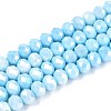 Anti-Tarnish Electroplate Rondelle Glass Beads Strands EGLA-T021-8mm-17-03-1