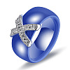 Cross Brass Micro Pave Clear Cubic Zirconia with Porcelain Finger Rings FS-WG0A171-10-1