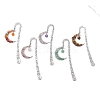 Natural Green Aventurine & Rose Quartz & Tiger Eye & Amethyst & Carnelian Chip & Moon Bookmarks AJEW-JK00343-1