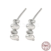 Rhodium Plated 925 Sterling Silver Stud Earring Findings STER-Q192-15P-1