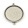 Tibetan Style Alloy Flat Round Cabochon Connector Settings TIBE-Q038-001D-AS-RS-1