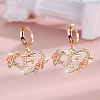 Heart Brass Micro Pave Clear Cubic Zirconia Hoop Earrings FS-WGD5D87-06-1