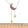 Natural Amethyst Chip Beads Moon Pendant Brass Cable Chain Necklaces for Women NJEW-TA00257-01-4
