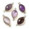 Natural Amethyst Faceted Connector Charms G-K347-03G-05-1