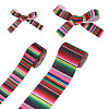 2 Rolls 2 Styles Stripe Pattern Printed Polyester Grosgrain Ribbon OCOR-TA0001-37A-2