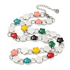 304 Stainless Steel Enamel Flower Link Chain Necklaces NJEW-S431-05P-02-1