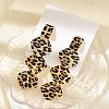 Leopard Print Alloy Dangle Stud Earrings EJEW-K304-01B-G-4