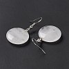 Natural Quartz Crystal Flat Round Dangle Earrings EJEW-D188-03P-02-4