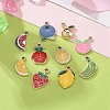 40Pcs 10 Style Fruit Theme Light Gold Plated Alloy Enamel Pendants ENAM-ZZ0001-09-6