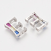 Brass Cubic Zirconia Slide Charms ZIRC-S063-01E-P-2