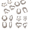 4 Pairs 4 Style Star & Rectangle & Heart & Croissant 304 Stainless Steel Hoop Earrings for Women EJEW-TA0001-17-7