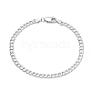 Rhodium Plated 925 Sterling Silver Curb Chain Bracelets BJEW-I314-007D-P-1