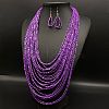 Ethnic Style Acrylic Seed Beaded Multilayer Necklaces & Teardrop Dangle Earrings Sets WGF31E6-02-1